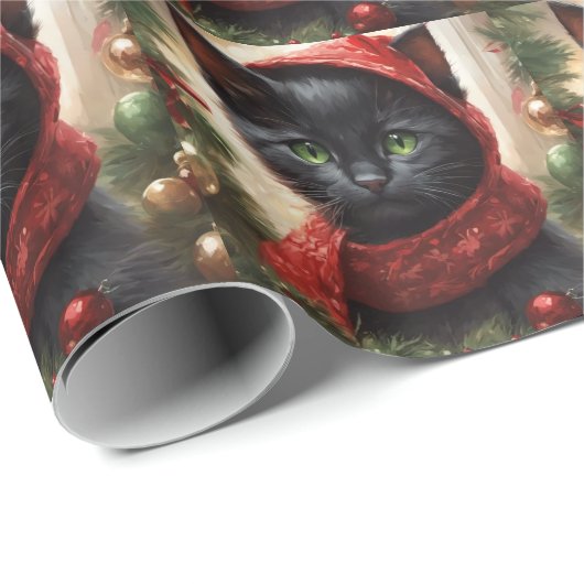 Kerst-zwarte kat cadeaupapier (Rol Hoek)