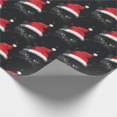 Kerst Zwarte Kat Kerstman Grappig Cadeaupapier (Hoek)