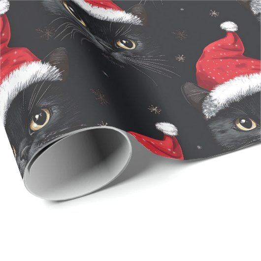 Kerst Zwarte Kat Kerstman Grappig Cadeaupapier (Rol Hoek)
