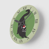 Kerst-zwarte kat ronde klok (Hoek)