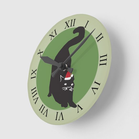 Kerst-zwarte kat ronde klok (Hoek)