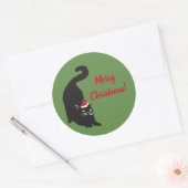 Kerst-zwarte kat ronde sticker (Envelop)
