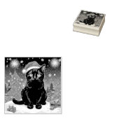 Kerst Zwarte Kat - Santa Hat Gepersonaliseerde fot Rubberstempel (Gestempeld)