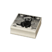 Kerst Zwarte Kat - Santa Hat Gepersonaliseerde fot Rubberstempel (Stempel)