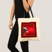 Kerst Zwarte Kat Vakantie Canvas tas (Voorkant (product))