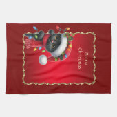 Kerst Zwarte Kat Vakantie Keuken Handdoek (Horizontaal)