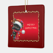 Kerst Zwarte Kat Vakantie Ornament (Links)