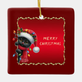 Kerst Zwarte Kat Vakantie Ornament