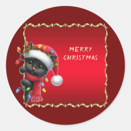 Kerst Zwarte Kat Vakantie Sticker