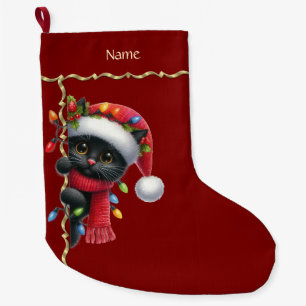 Kerst Zwarte Kat Vakantie Stocking Grote Kerstsok