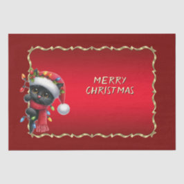 Kerst Zwarte Kat Vakantie Tissue Papier