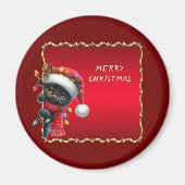 Kerst Zwarte Kat Vakantiemagnet Magneet (Voorkant)