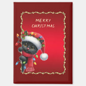 Kerst Zwarte Kat Vakantiemagnet Magneet (Voorkant)