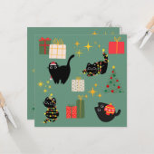 Kerst Zwarte Katten Kaart (Voorkant / Achterkant in situ)