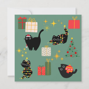 Kerst Zwarte Katten Kaart