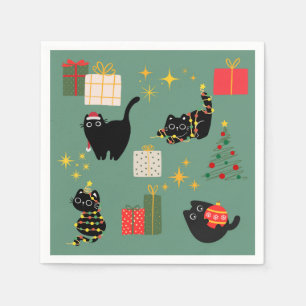 Kerst Zwarte Katten Servet