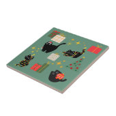 Kerst Zwarte Katten Tegeltje (Zijkant)