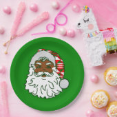 kerst zwarte kerstman kwanzaa kente papieren bordje (Feest)