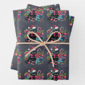 Kerst Zwarte Kittens op Zacht Zwart Inpakpapier Vel (In situ)