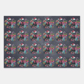 Kerst Zwarte Kittens op Zacht Zwart Inpakpapier Vel (Voorkant)