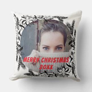 Kerst Zwarte Krans Custom Foto Kussen