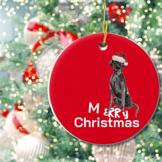 Kerst Zwarte Labrador Hond Foto Vrolijke Groet Keramisch Ornament