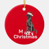 Kerst Zwarte Labrador Hond Foto Vrolijke Groet Keramisch Ornament (Voorkant)
