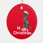 Kerst Zwarte Labrador Hond Foto Vrolijke Groet Keramisch Ornament (Links)