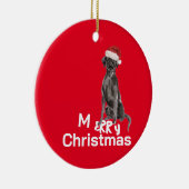 Kerst Zwarte Labrador Hond Vrolijke Groet Keramisch Ornament (Rechts)