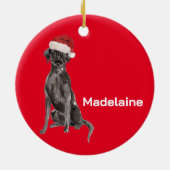 Kerst Zwarte Labrador Hond Vrolijke Groet Keramisch Ornament (Achterkant)