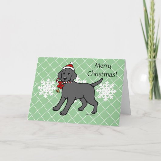 Kerst Zwarte Labrador Puppy Candy Cane Feestdagen Kaart (Voorkant)