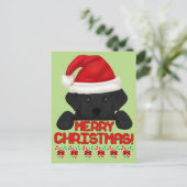 Kerst Zwarte Labrador Puppy! Feestdagenkaart (Staand voorkant)
