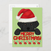 Kerst Zwarte Labrador Puppy! Feestdagenkaart (Voorkant / Achterkant)