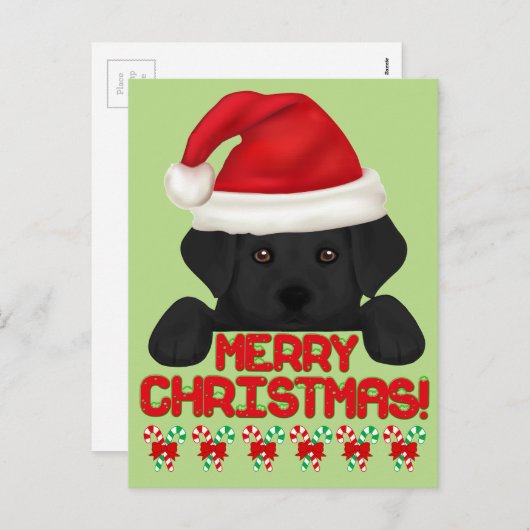 Kerst Zwarte Labrador Puppy! Feestdagenkaart (Voorkant / Achterkant)