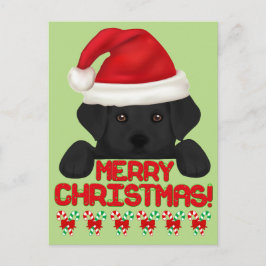 Kerst Zwarte Labrador Puppy! Feestdagenkaart