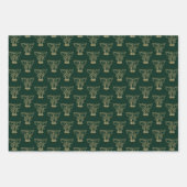 Kerst zwarte rode donkergroene goudbellen schattig inpakpapier vel (Voorkant 3)