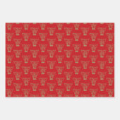 Kerst zwarte rode donkergroene goudbellen schattig inpakpapier vel (Voorkant 2)