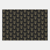 Kerst zwarte rode donkergroene goudbellen schattig inpakpapier vel (Voorkant)