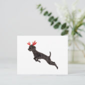 Kerst Zwarte Speelgoed Poedel Hond Rendier Antlers Feestdagenkaart (Staand voorkant)