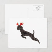 Kerst Zwarte Speelgoed Poedel Hond Rendier Antlers Feestdagenkaart (Voorkant / Achterkant)