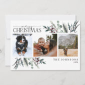 Kerst-zwarte winter Botanische foto-ingang Feestdagenkaart (Voorkant)