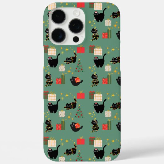 Kerst Zwartkatten Case-Mate iPhone Case (Achterkant)