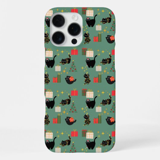 Kerst Zwartkatten iPhone Hoesje (Achterkant)