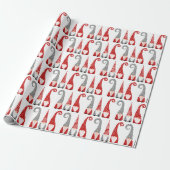 Kerst Zweedse Kabouters Hand Getekend Patroon Cadeaupapier (Uitgerold)