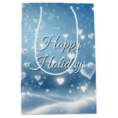 Kerst zwevende sneeuw harten medium cadeauzakje (Voorkant)