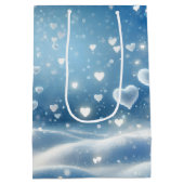 Kerst zwevende sneeuw harten medium cadeauzakje (Achterkant)