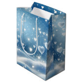 Kerst zwevende sneeuw harten medium cadeauzakje (Achterkant Gekanteld)