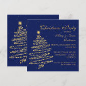 Kerst Zwirly Tree Gold & Navy Blue Kaart (Voorkant / Achterkant)