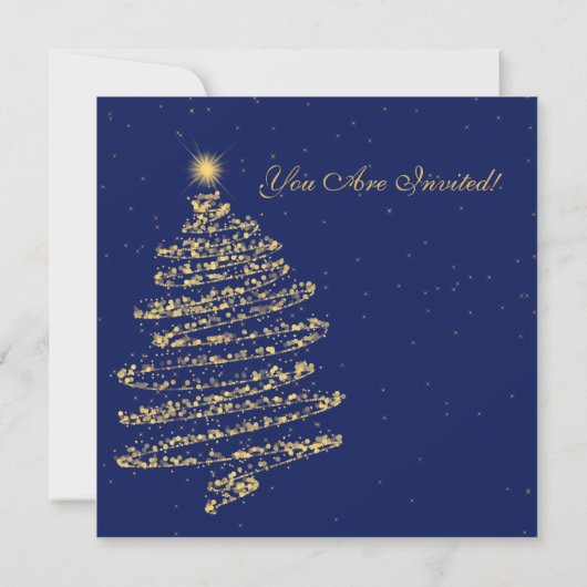 Kerst Zwirly Tree Gold & Navy Blue Kaart (Achterkant)