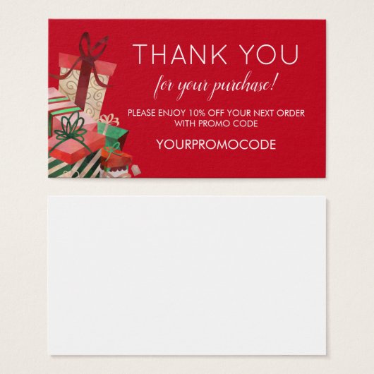 Kerstaanbieding - Kortingskaart met code voor kers Visitekaartje (Voorkant /achterkant)